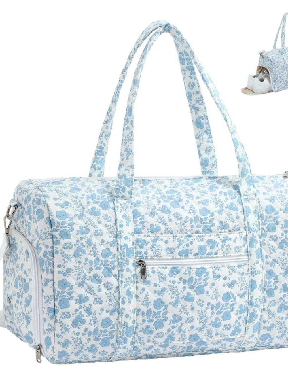 Duffle Bag, Gym Bag for Women, Quilted Duffle Bags, Travel Large Capacity Floral